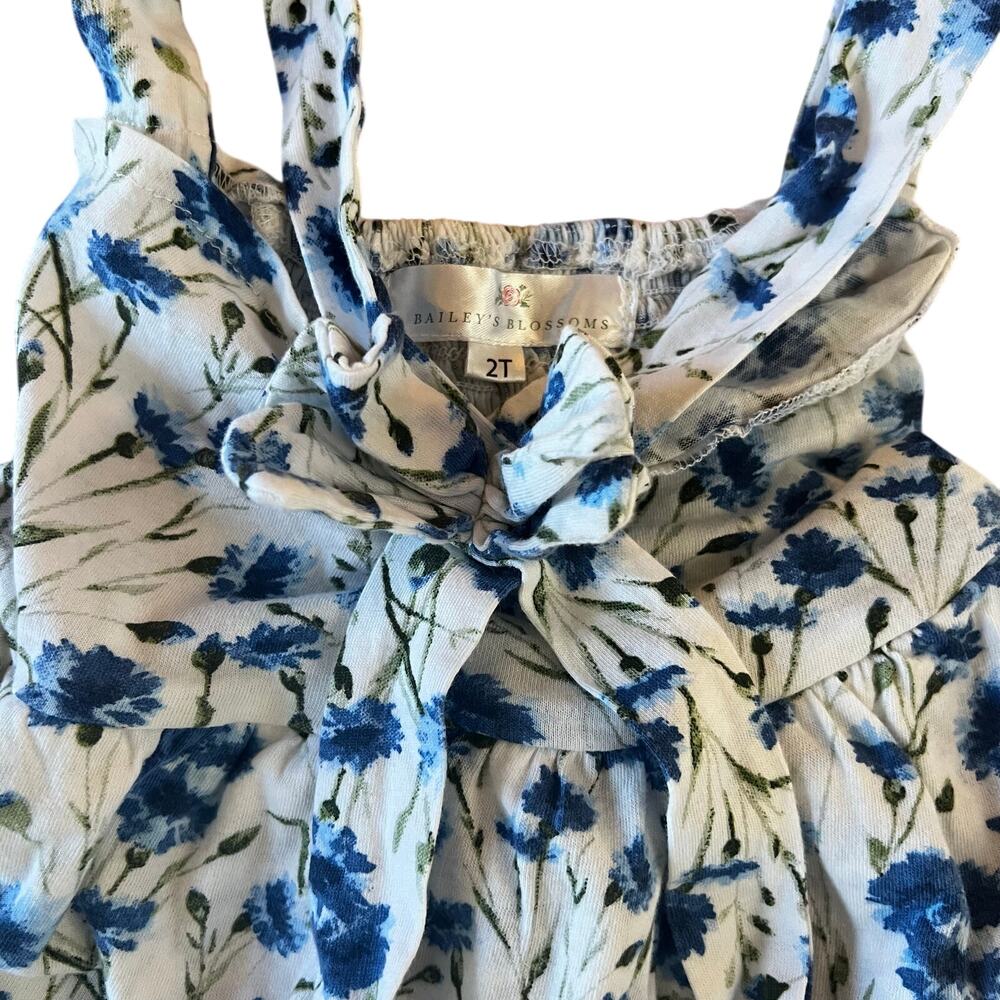 Bailey’s Blossoms Blue Floral 4-Layer Tiered Dress 2T - Picture 2 of 4